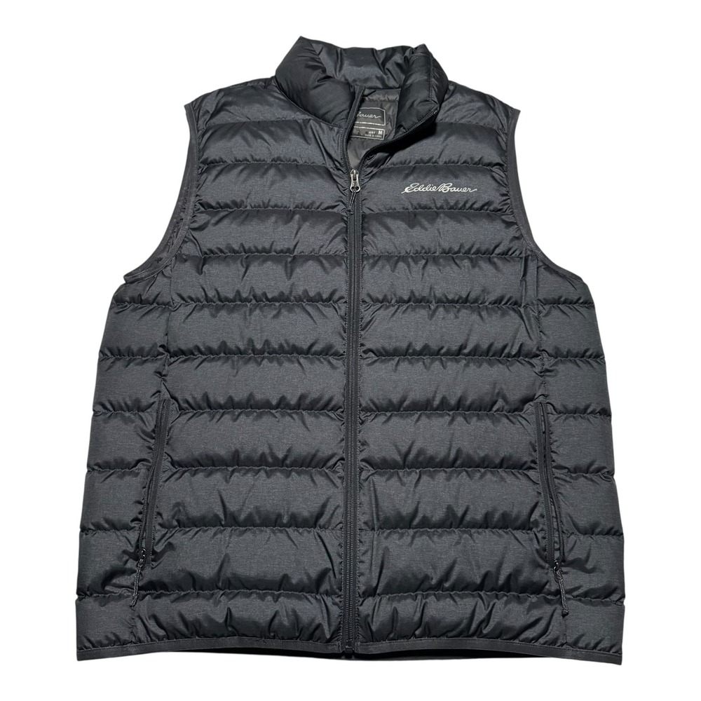 Eddie Bauer EB650 Gray Down Puffer Full Zip Polyester Vest Men's Medium